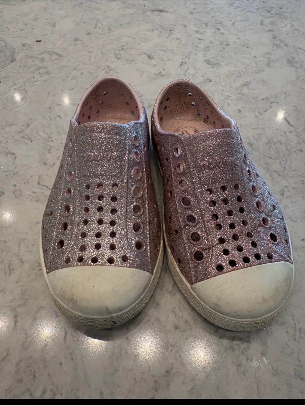 Glitter Slip-On Women's Casual Sneakers in Rose Gold